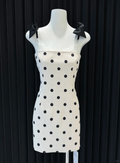 Unique Mermaid Spaghetti Straps Satin Polka Dots Lace Short Homecoming Dress,Vacation Dress,Summer 19th Birthday Dress GG4680