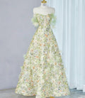 Gorgeous A Line Off The Shoulder Printed Pattern Long Prom Dress, Evening Dress GG472