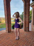 Classy Mermaid Spaghetti Straps Purple Satin Sequin Short Homecoming Dress,Vacation Dress,Summer 20th Birthday Dress GG4776