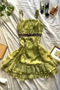 Unique A Line Spaghetti Straps Satin Layer Short Homecoming Dress,Vacation Dress,Summer 21th Birthday Dress GG4788