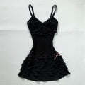 Pretty A Line Spaghetti Straps Black Satin Chiffon Layer Short Homecoming Dress,Vacation Dress,Summer 17th Birthday Dress GG4796