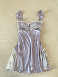 Sweetheart A Line Lilac Satin Lace Short Homecoming Dress,Vacation Dress,Summer 20th Birthday Dress GG4817