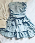 Pretty A Line Strapless Satin Layer Short Homecoming Dress,Vacation Dress,Summer 18th Birthday Dress GG4823