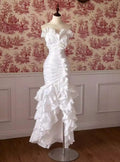 Timeless Mermaid Sweetheart White Satin Pleated Long Prom Dress,Wedding Dress,Formal Evening Dress GG4874