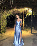 Charming Mermaid Sweetheart Satin Slit Long Prom Dress,Party Dress,Formal Evening Dress GG4880