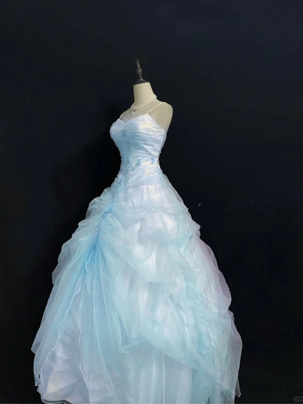 Unique Ball Gown Spaghetti Straps Satin Tulle Long Prom Dress,Party Dress,Formal Evening Dress GG4889