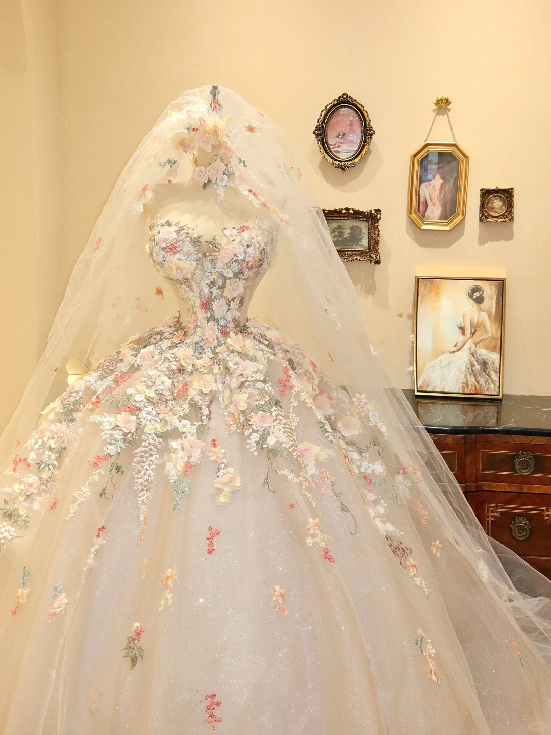 Fairy Ball Gown Strapless Tulle Applique Long Prom Dress,Party Dress,Formal Evening Dress GG4890
