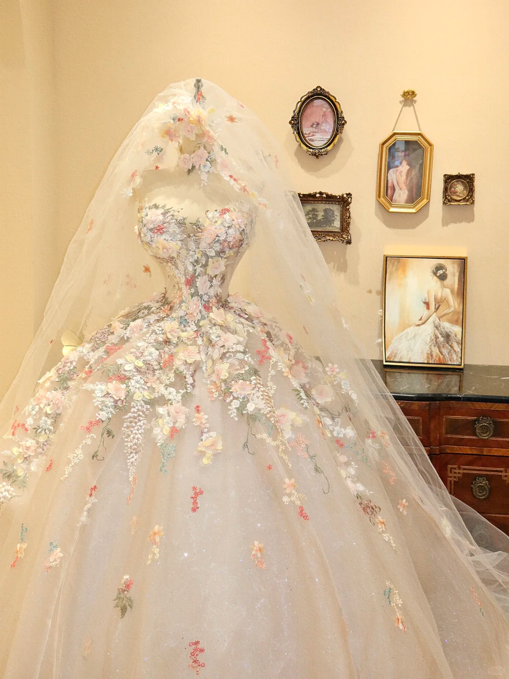 Fairy Ball Gown Strapless Tulle Applique Long Prom Dress,Party Dress,Formal Evening Dress GG4890