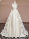 Pretty Ball Gown Square Satin With Flowers Long Prom Dress,Wedding Dress,Formal Evening Dress GG4894