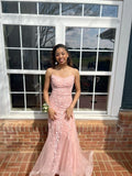 Pretty Mermaid Spaghetti Straps Tulle Applique Long Prom Dress,Party Dress,Formal Evening Dress GG4912