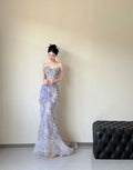 Style Classy Lilac Mermaid Sweetheart Tulle Sequin Long Prom Dress,Party Dress,Formal Evening Dress GG4958