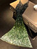 Charming Glitter Mermaid V Neck Sequin Long Prom Dress,Party Dress,Formal Evening Dress GG4993