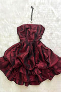 Unique A Line Strapless Satin Short Homecoming Dress,Vacation Dress,21th Birthday Dress GG5042