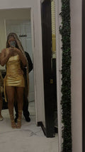 Gold Spaghetti Straps Mermaid Satin Short Homecoming Dress,Vacation Dress,21th Birthday Dress GG5062
