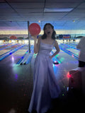 Classy Style A Line Square Lilac Satin Long Prom Dress,Evening Dress GG5088