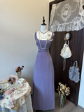 Pretty A Line Square Purple Satin Long Prom Dress,Evening Dress GG5152
