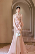 Shiny Mermaid Halter Sequin Tulle Long Prom Dress,Evening Dress GG5197