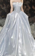 Pretty A Line Strapless Satin Long Prom Dress,Evening Dress GG5205
