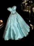 Shiny A Line Sweetheart Satin Tulle Beaded Long Prom Dress,Evening Dress GG5208