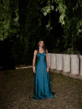 Modest A Line Spaghetti Straps Satin Long Prom Dress,Evening Dress GG5263