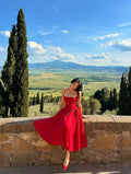 Elegant A Line Red Spaghetti Straps Satin Without Sleeves Long Prom Dress,Evening Dress GG5276