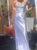 Simple Mermaid Spaghetti Straps Satin Without Sleeves Long Prom Dress,Evening Dress GG5336