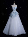 Princess A Line Sweetheart Satin Tulle Lace Without Sleeves Long Prom Dress,Evening Dress GG5356