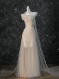Fairy Mermaid Strapless Tulle With Scarf Without Sleeves Long Prom Dress,Evening Dress GG5358