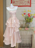 Fairy A Line Halter Tiered Satin Without Sleeves Long Prom Dress,Evening Dress GG5359