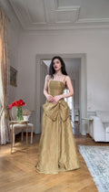 Chic A Line Spaghetti Straps Satin Bow Without Sleeves Long Prom Dress,Evening Dress GG5365