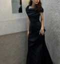 Modest Mermaid Satin Sleeveless Long Prom Dress,Evening Dress GG5368