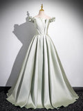 Princessful A Line Off The Shoulder Satin Long Prom Dress,Evening Dress GG547