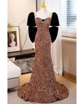 Exquisite Mermaid Sweetheart Satin Sequin Back Bow Long Prom Dress,Evening Dress GG555