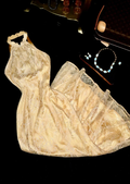 Gold Mermaid Halter Satin Lace Without Sleeves Long Prom Dress,Evening Dress GG5565