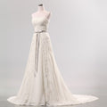 Simple A Line Strapless Lvory Chiffon Applique Long Prom Dress,Wedding Dress,Evening Dress GG557