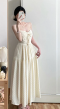 Pretty Cute A Line Spaghetti Straps Satin Polka Dots Without Sleeves Long Prom Dress,Evening Dress GG5590
