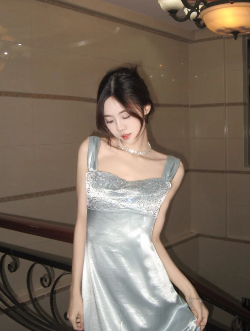 Classy Mermaid Silver Satin Without Sleeves Long Prom Dress,Evening Dress GG5597