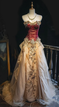 Retro A Line Strapless Satin Tulle Applique Without Sleeves Long Prom Dress,Evening Dress GG5599