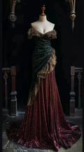 Sparkly Mermaid Off The Shoulder Satin Sequin Beaded Without Sleeves Long Prom Dress,Evening Dress GG5601