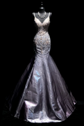 Gorgeous Mermaid Spaghetti Straps Satin Beaded Without Sleeves Long Prom Dress,Evening Dress GG5615