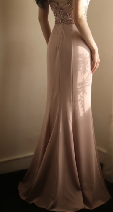 Gorgeous Mermaid Halter Satin Beads Without Sleeves Long Prom Dress,Evening Dress GG5638