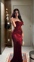 Sparkly Sexy Mermaid Strapless Sequin Long Prom Dress,Evening Dress GG5740