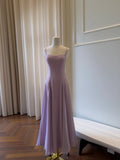 Simple Spaghetti Straps Prom Dress Purple A-Line Evening Dress GG5842