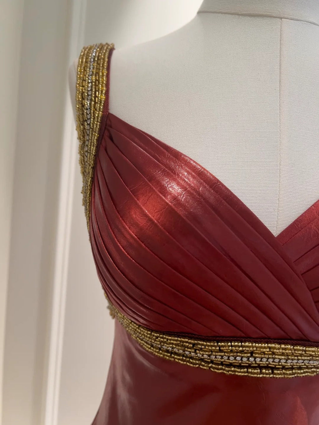 Glittering Burgundy Prom Dress Beaded Spaghetti Straps Mermaid Evening Dress GG5857