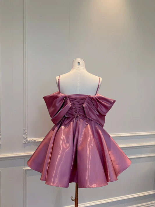 Adorable Purple Homecoming Dress Satin Birthday Dress A-Line Mini Dress GG5863