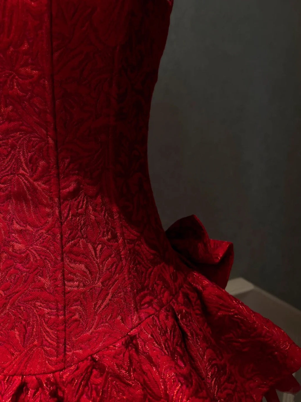 Trendy Red Homecoming Dress Jacquard A-Line Birthday Dress Bows Mini Dress GG5866
