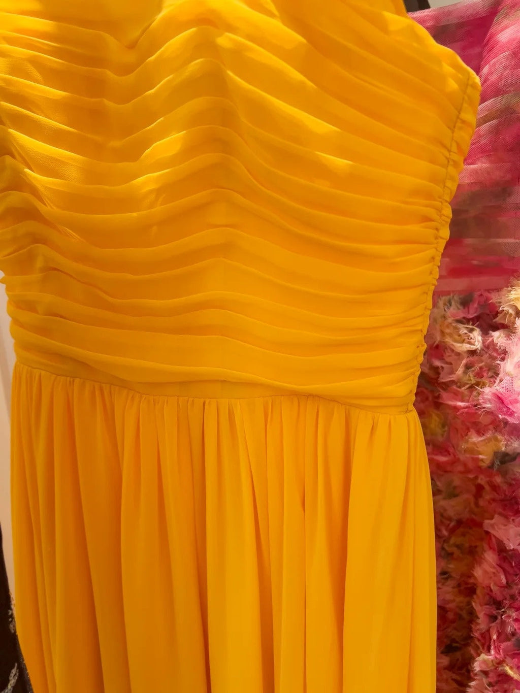 Unique Strapless Yellow Prom Dress Chiffon A-Line Long Evening Dress GG5872