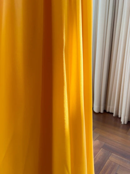 Unique Strapless Yellow Prom Dress Chiffon A-Line Long Evening Dress GG5872