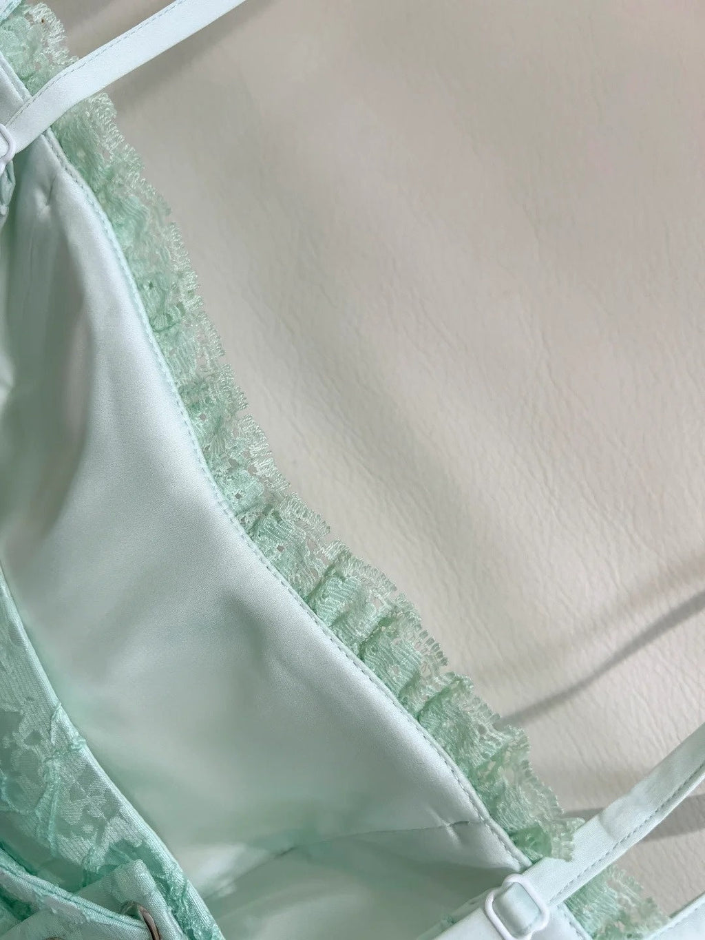 Trendy Textured Floral Mint Green Prom Dress Spaghetti Straps A-Line Evening Dress GG5912