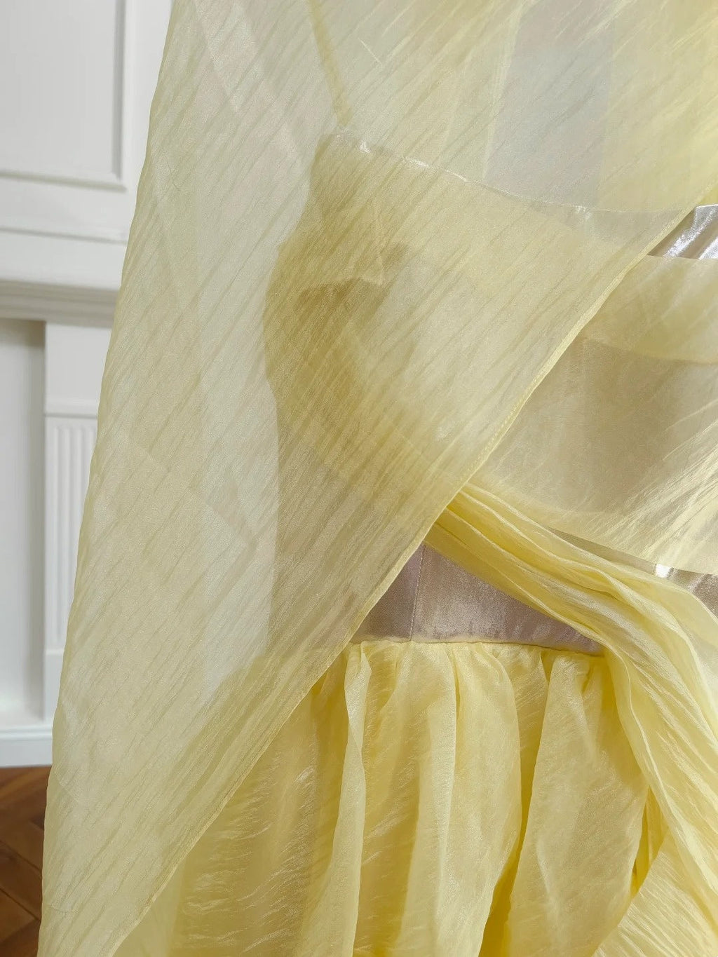 Elegant Spaghetti Straps Yellow Prom Dress Tulle A-Line Evening Dress GG5923